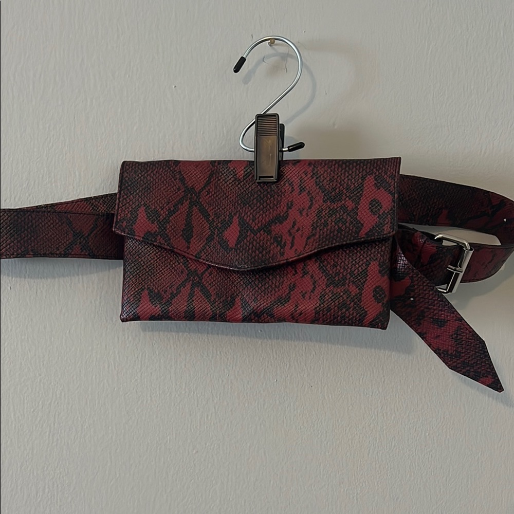 Red Snake Print Belt Bag